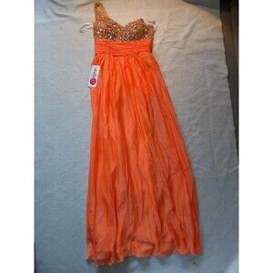 Studio 17 Prom Dress 31" Chest 61" Long Pink One Strap Embellished